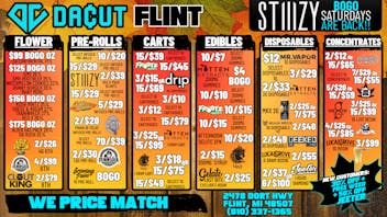 DACUT - FLINT Bogo Ounces, 10/$7 Gummies, 15/$45 Cartridges