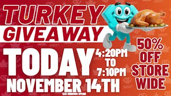 DACUT - FLINT FREE TURKEY GIVEAWAY + 50% OFF STOREWIDE