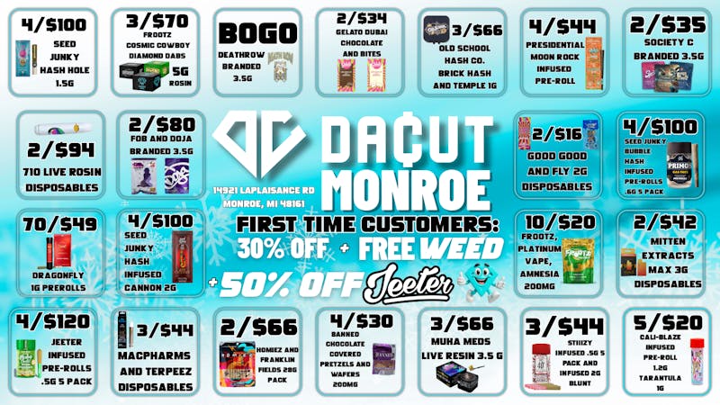 DACUT - Monroe Jeeter Pre-roll Pack 4/$120 and 2/$80 Doja