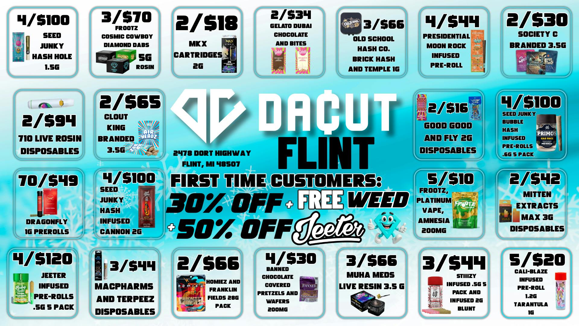 DACUT - FLINT 4/$100 Primos, Seed Junky Hash Holes, and Cannons