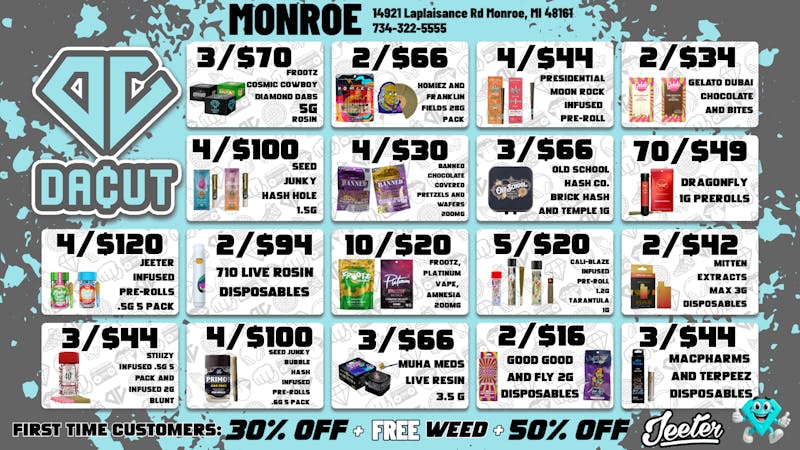 DACUT - Monroe 2/$49 Seed Junky, Peninsula Gardens 3.5g