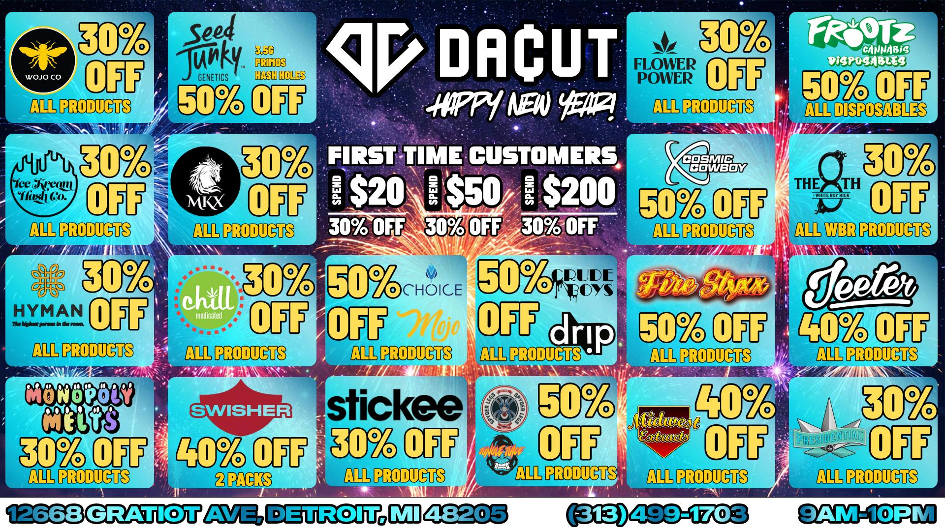 DACUT 50% OFF SEED JUNKY, FIRESTYXX, CRUDE BOYS AND MORE