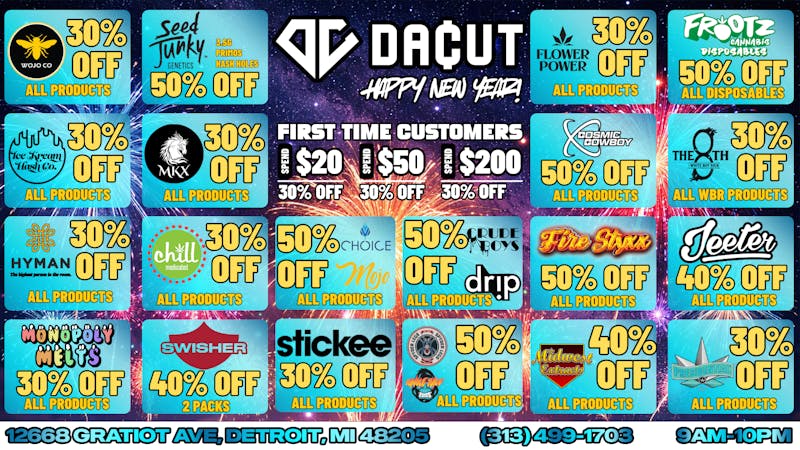 DACUT 50% OFF SEED JUNKY, FIRESTYXX, CRUDE BOYS AND MORE