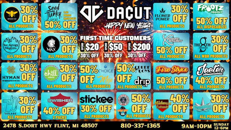 DACUT - FLINT 30% off 710 Labs, Stickee, Wojo, MKX, Hyman, MORE!