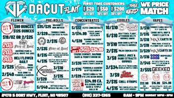 DACUT - FLINT BOGO Ounces, BOGO 8th's, 3/$10 Carts, 4/$20 Dabs