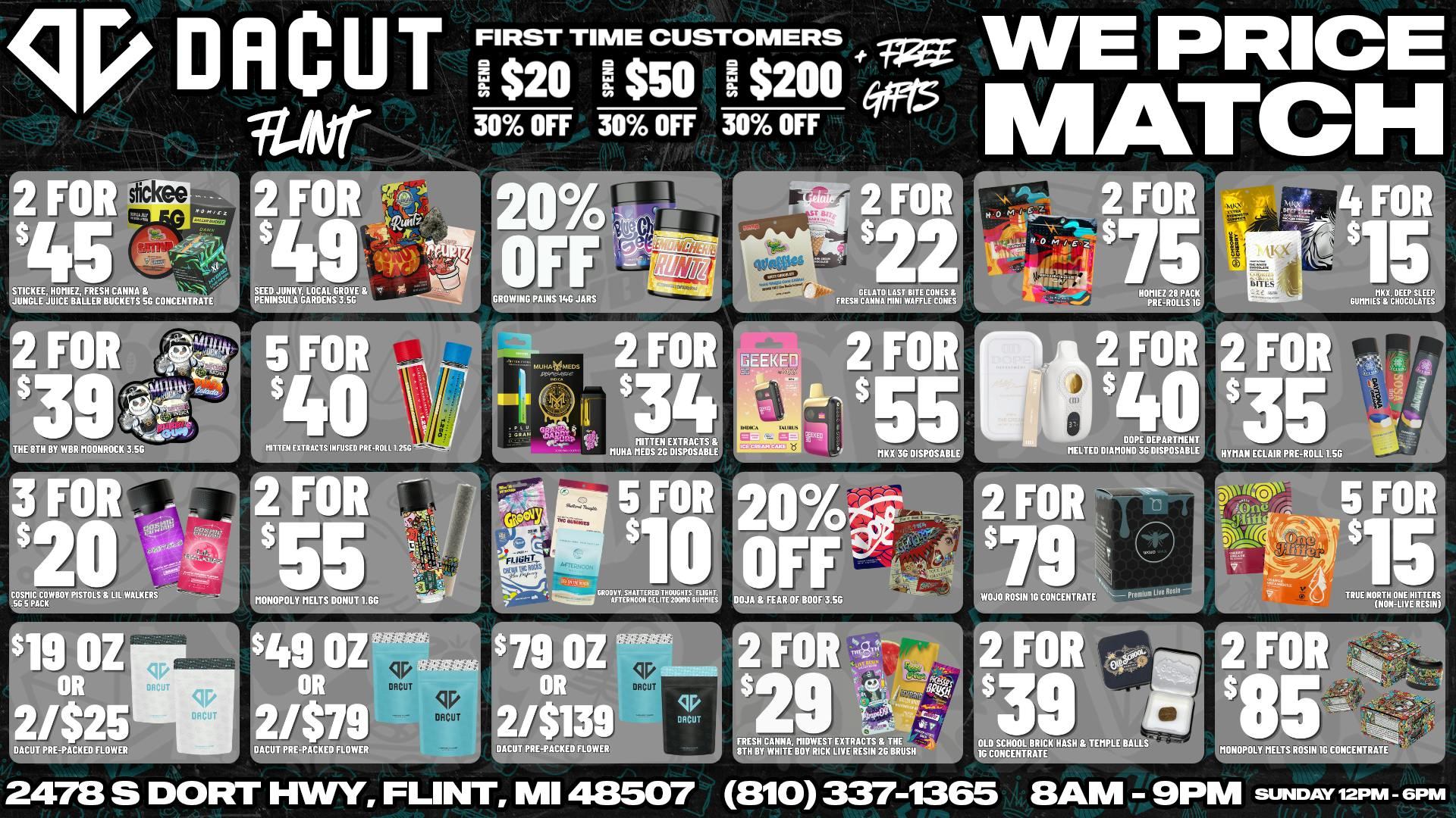 DACUT - FLINT 5/$10 Gummies, 3/$20 Infused Pre-Rolls + More!