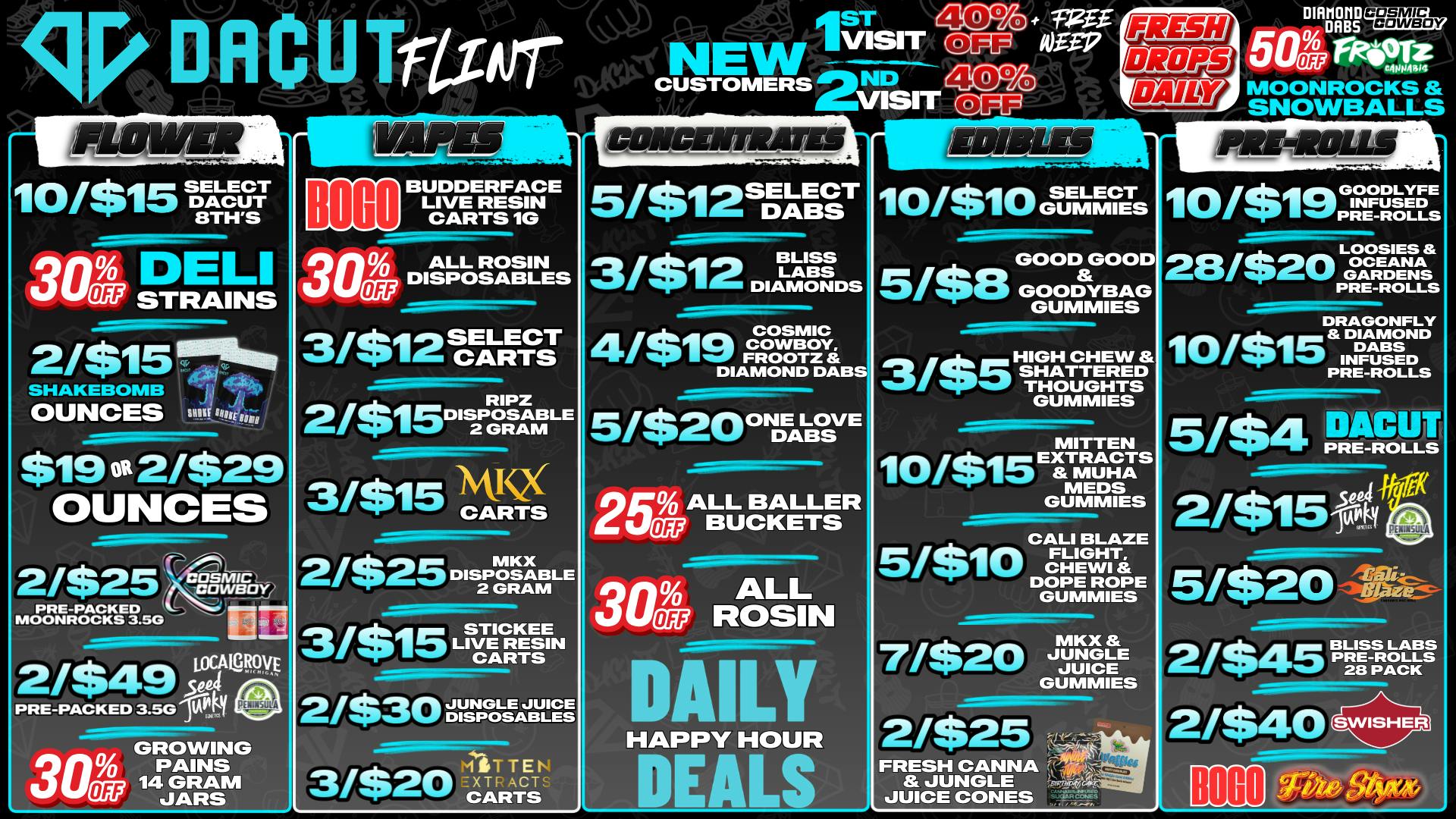 DACUT - FLINT 10/$15 8th's,30% OFF All Rosin & Rosin Disposables