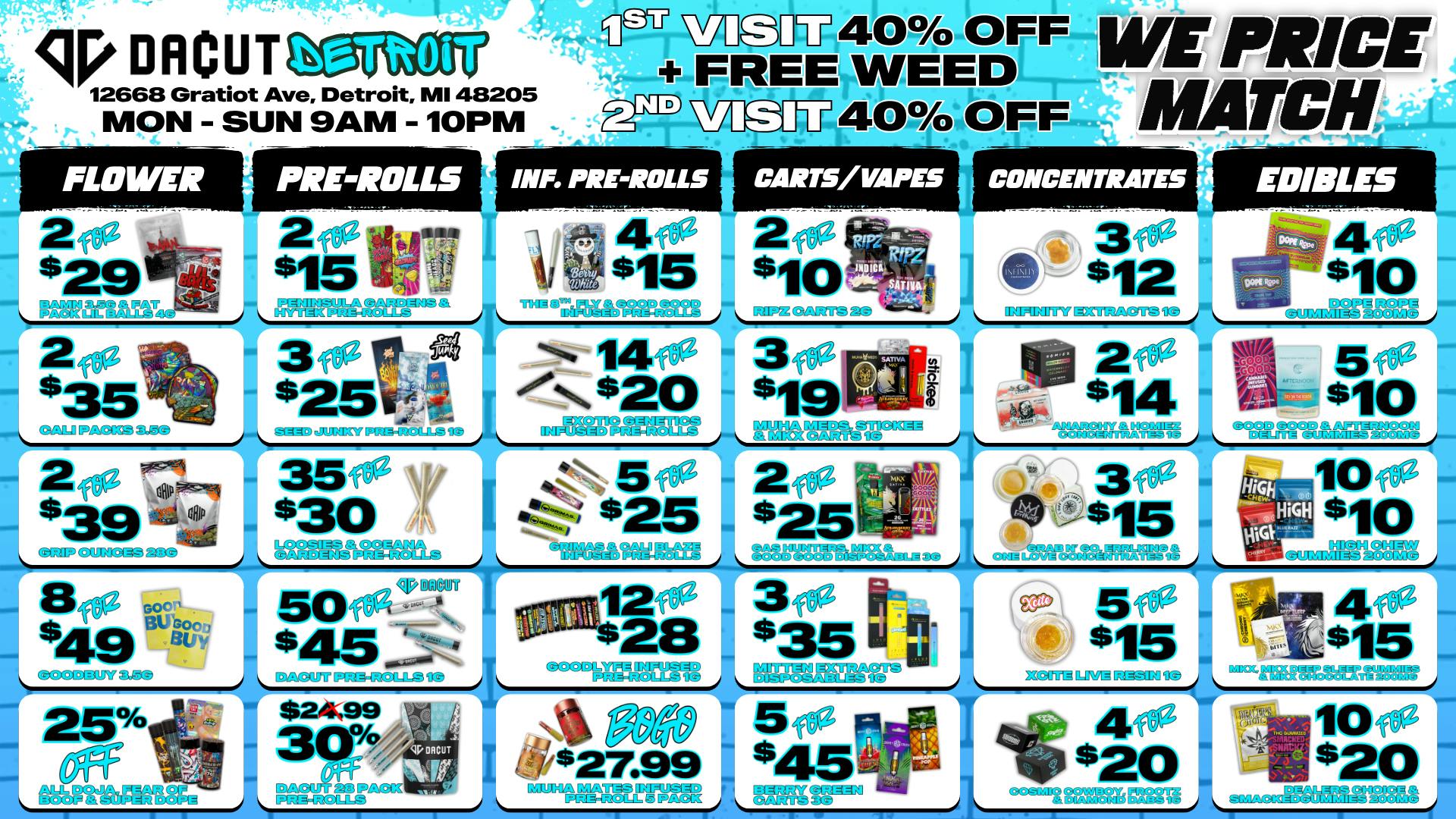 DACUT 35 For $30 Pre-Rolls, 14 For $20 Infused Pre-Rolls