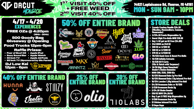 DACUT - Monroe Get Up To 50% Off Your Favorite Brands 4/17 - 4/20