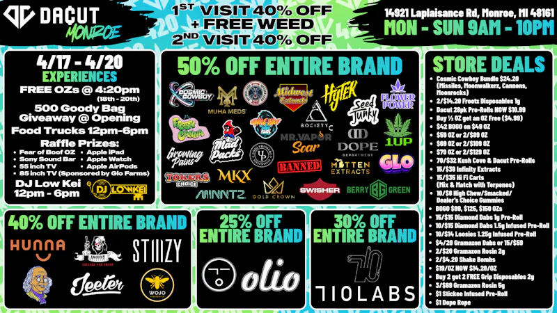 DACUT - Monroe Get Up To 50% Off Your Favorite Brands 4/17 - 4/20