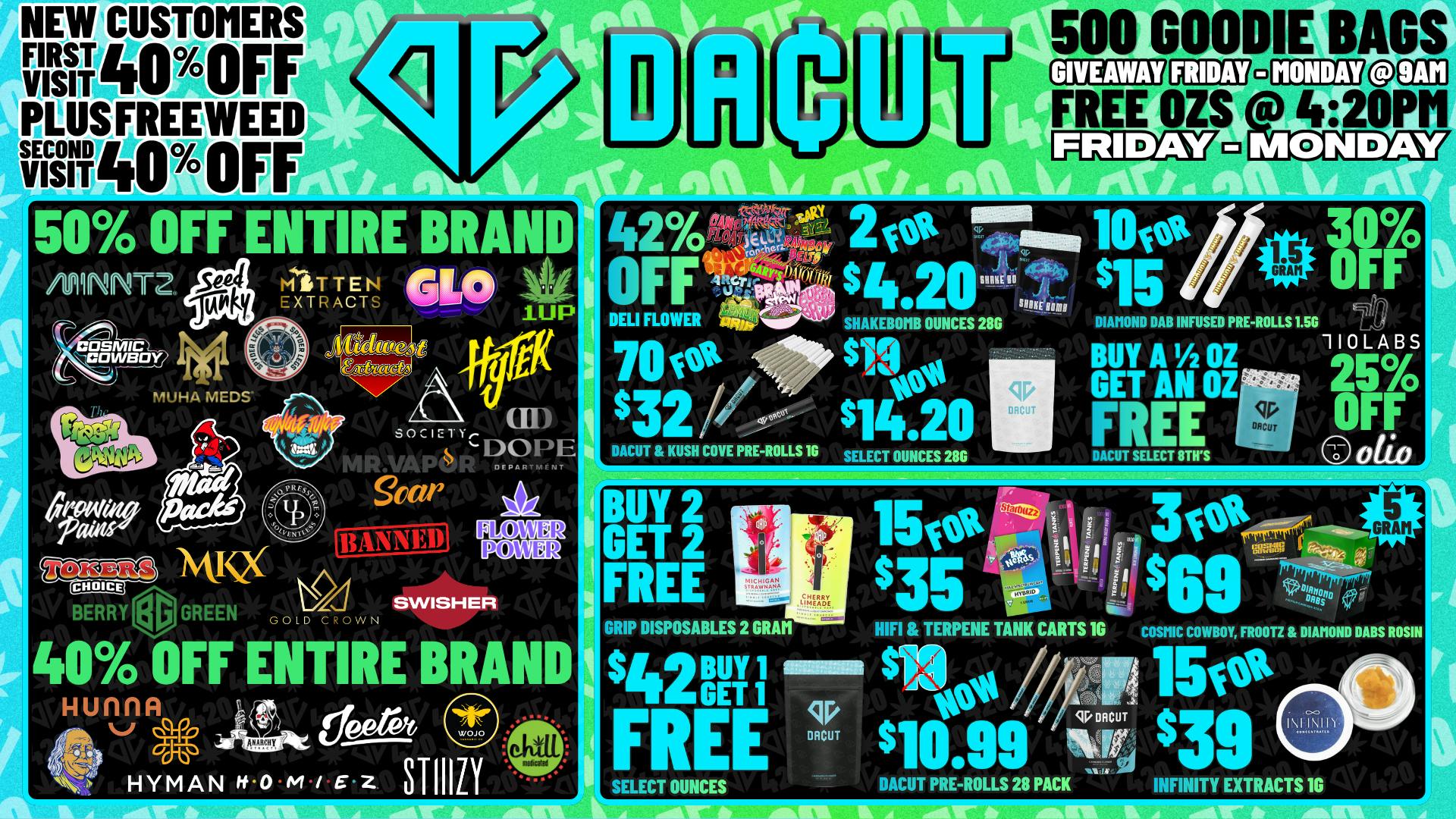 DACUT - Monroe FREE GOODIE BAGS & OUNCES, 2/$4.20 Shake OZ + MORE