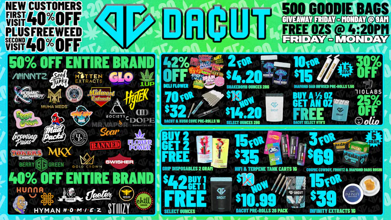 DACUT - Monroe FREE GOODIE BAGS & OUNCES, 2/$4.20 Shake OZ + MORE