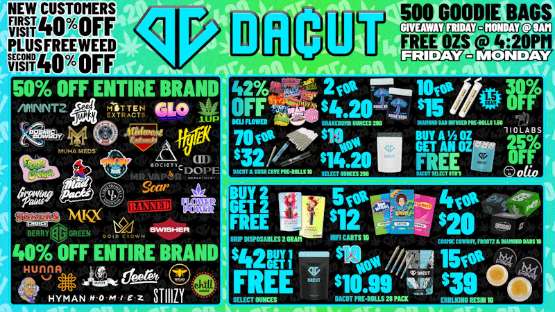 DACUT FREE GOODIE BAGS & OUNCES, 2/$4.20 Shake OZ + MORE