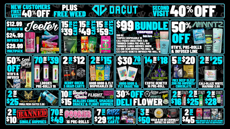 DACUT - Monroe $30 MAX OUT, 70/$39 PRE-ROLLS, $99 BUNDLE + MORE