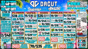 DACUT - Monroe 2/$8 Shake OZ,15/$35 Carts,70/$35 Pre-Rolls + MORE