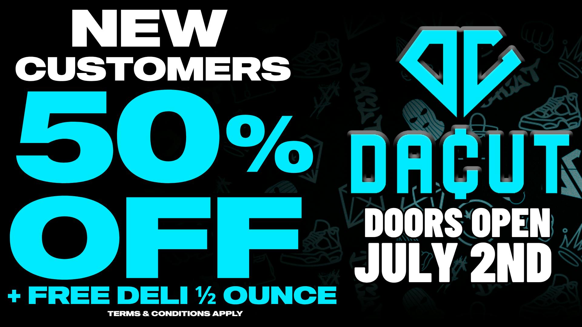 Dacut New Buffalo New Customers 50% OFF + FREE WEED
