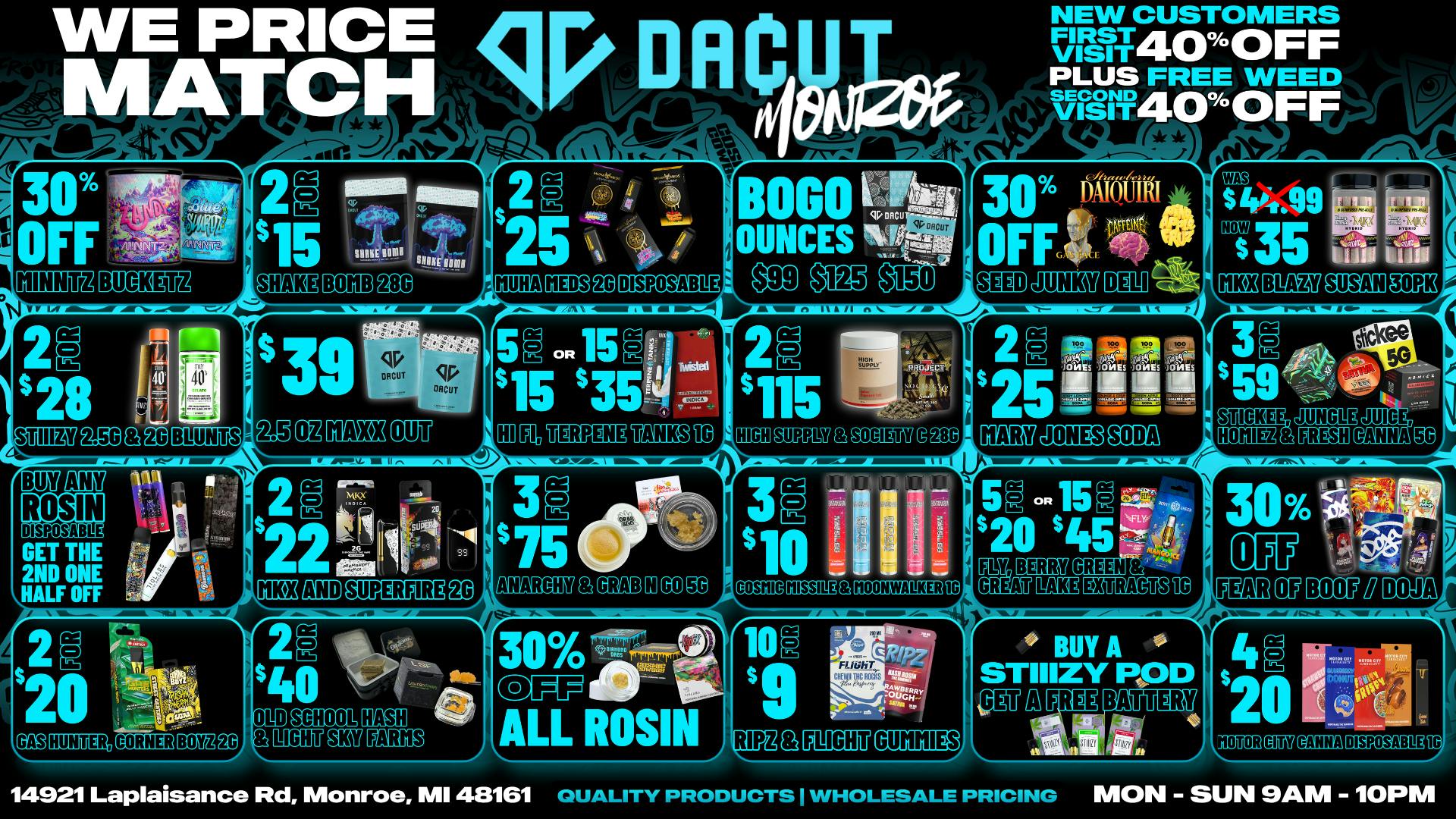 DACUT - Monroe 30% OFF DELI, BOGO OUNCES, 15/$35 CARTS & MORE