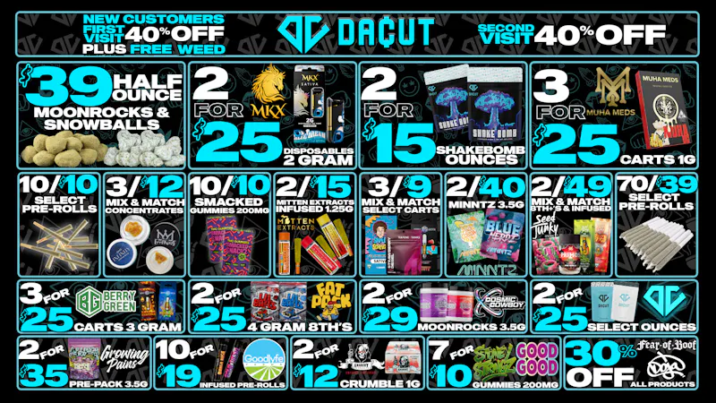 DACUT - FLINT 2/$25 MKX Disposables 2g, 10/$10 Pre-Rolls + More