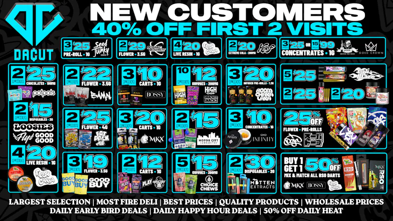DACUT 3/$10 Carts, 3/$10 Dabs, 25% OFF Fear of Boof