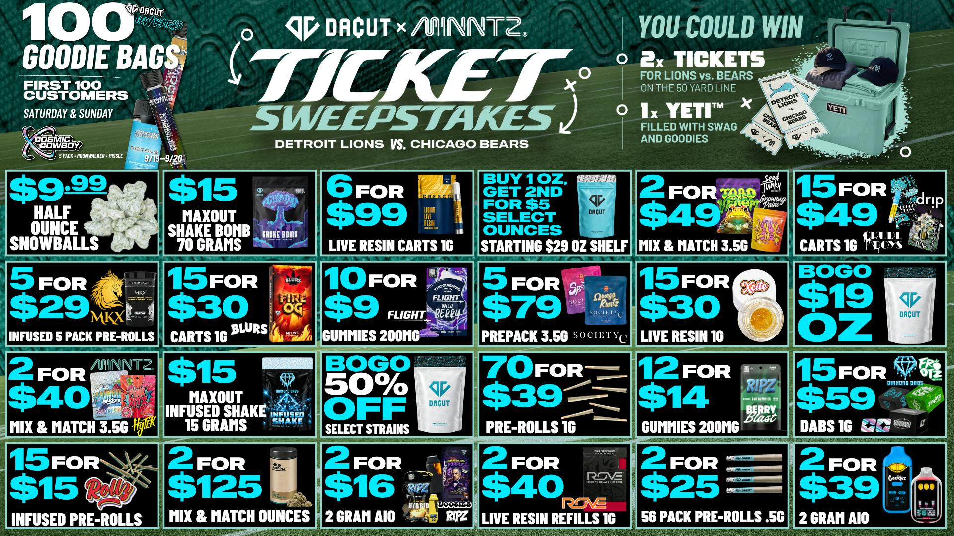 DACUT - New Buffalo $9.99 1/2 OZ Infused, B1G1 for $5 More OZ + More