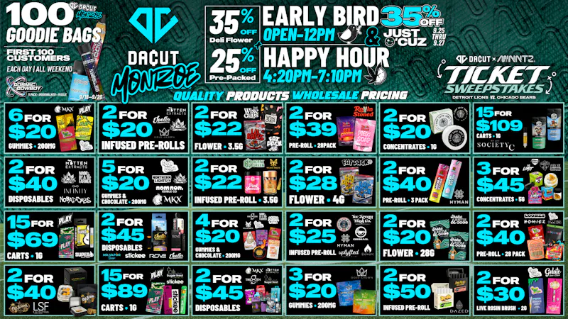 DACUT - Monroe 15/$69 Carts, 2/$22 3.5g, 6/$20 Gummies
