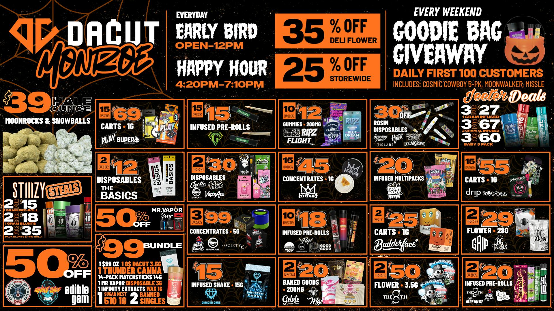 DACUT - Monroe $39 Infused 1/2 OZ, $99 Bundle, 50% OFF Brands