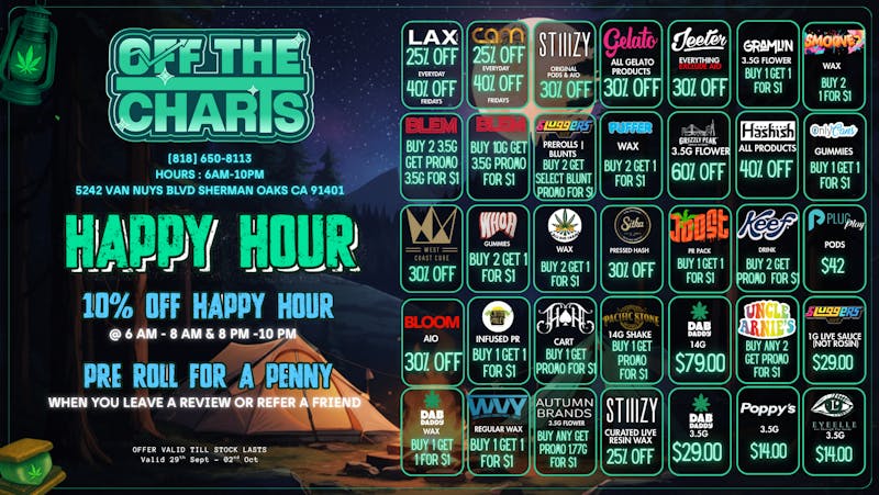 Off the Charts - Sherman Oaks LOYALTY PUNCH CARDS | CASHBACK LOYALTY REWARDS !