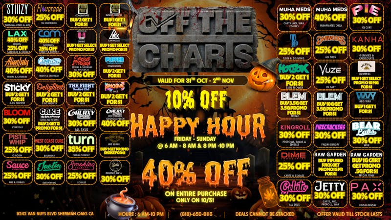 Off the Charts - Sherman Oaks 40% OFF ON HALLOWEEN !!