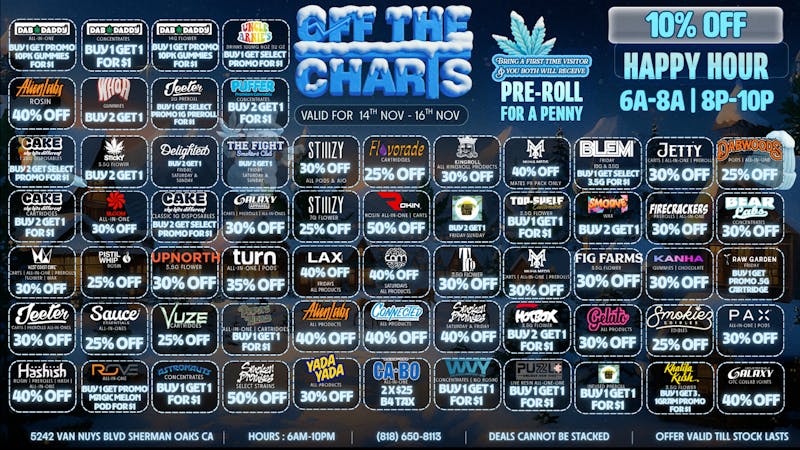Off the Charts - Sherman Oaks FIRE WEEKND DEALS ARE BACK !!