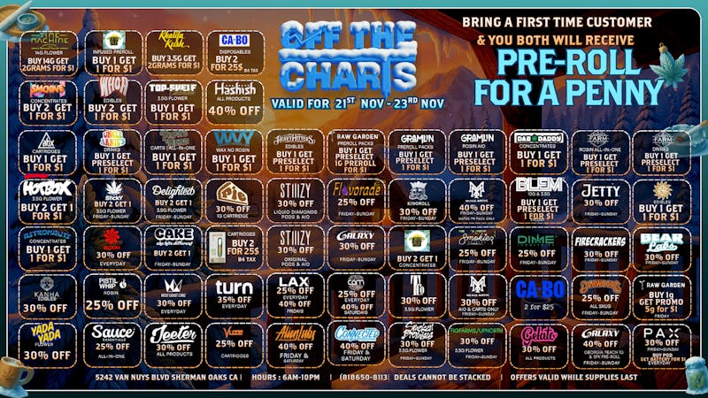 Off the Charts - Sherman Oaks Pre-Thanksgiving Savings!!!!