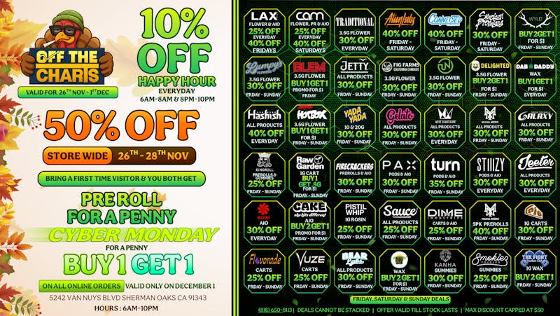 Off the Charts - Sherman Oaks WE ARE OPEN THANKSGIVING 6AM-10PM