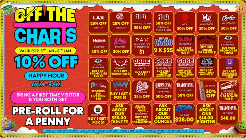 Off the Charts - Sherman Oaks IT RAINS , WE POUR..... THE FIRE DEALS TO STAY LIT