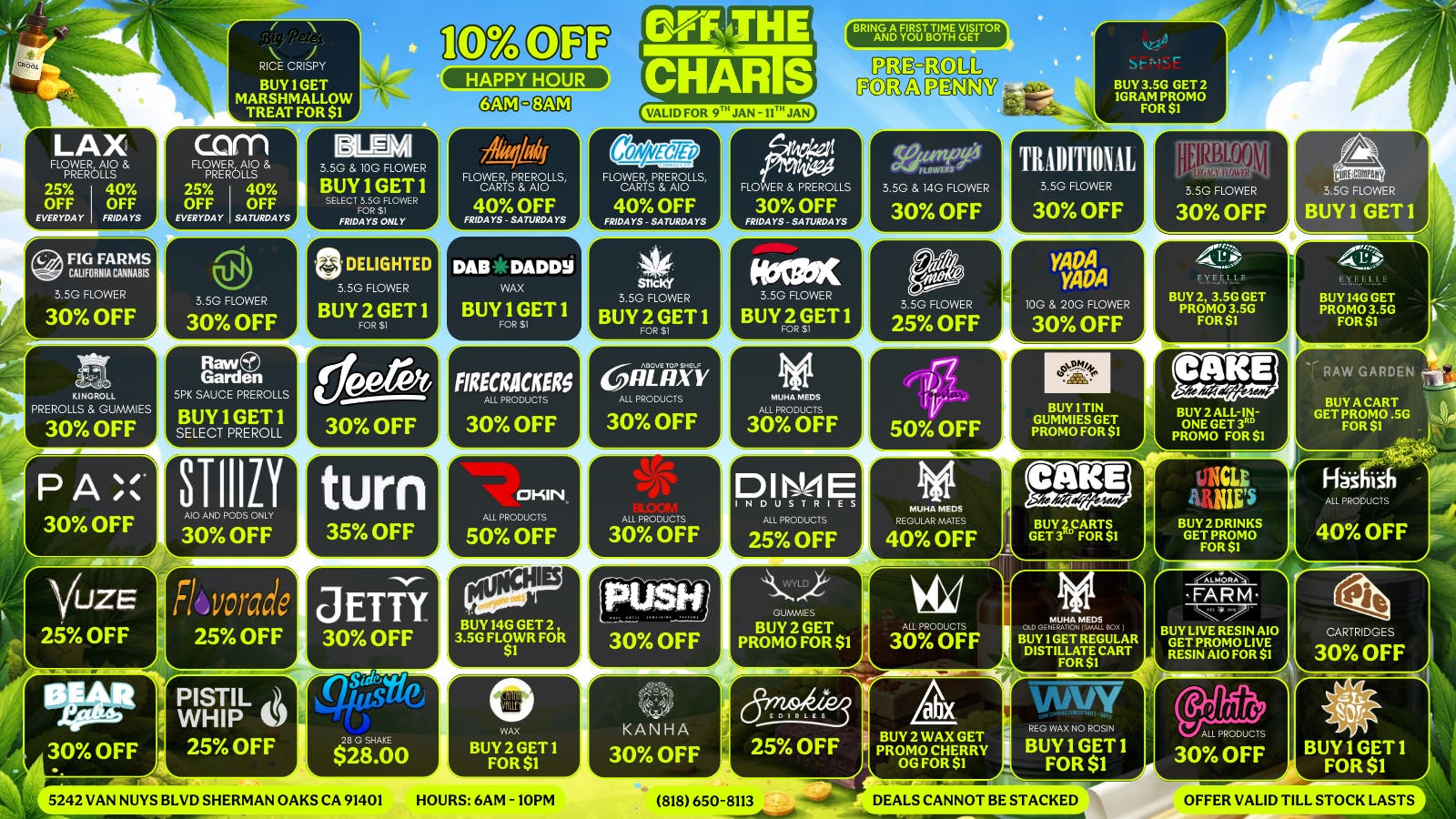 Off the Charts - Sherman Oaks THE WEEKEND IS HERE ! AND SO ARE YOUR FAV DEALS