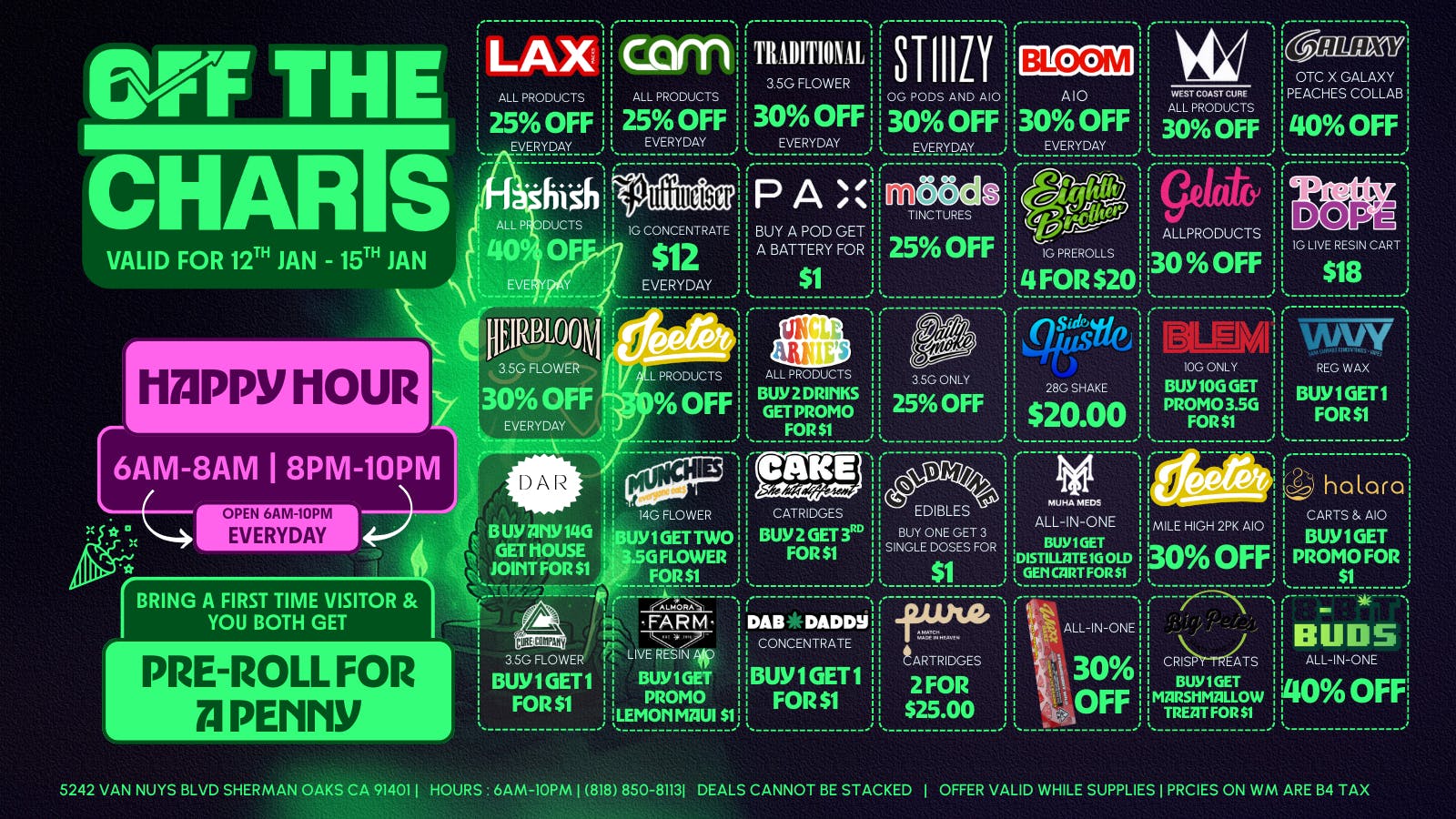 Off the Charts - Sherman Oaks START OF A NEW WEEK NEW DEALS