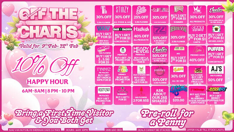 Off the Charts - Sherman Oaks ALWAYS OPEN AT 6AM !