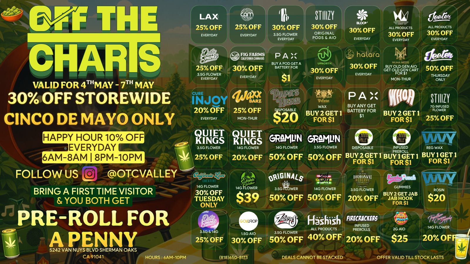Off the Charts - Sherman Oaks CINCO DE MAYO DEALS