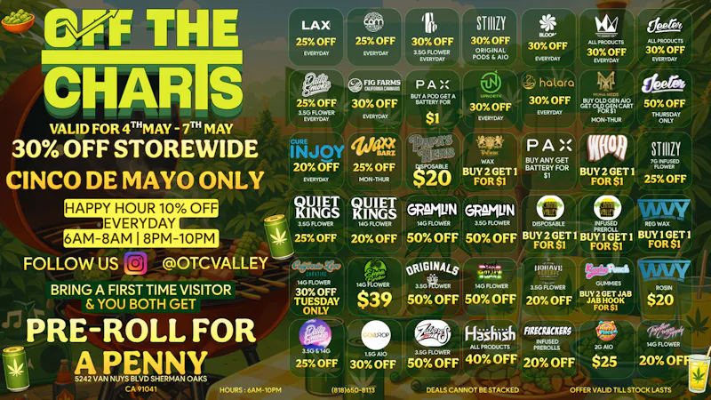 Off the Charts - Sherman Oaks CINCO DE MAYO DEALS