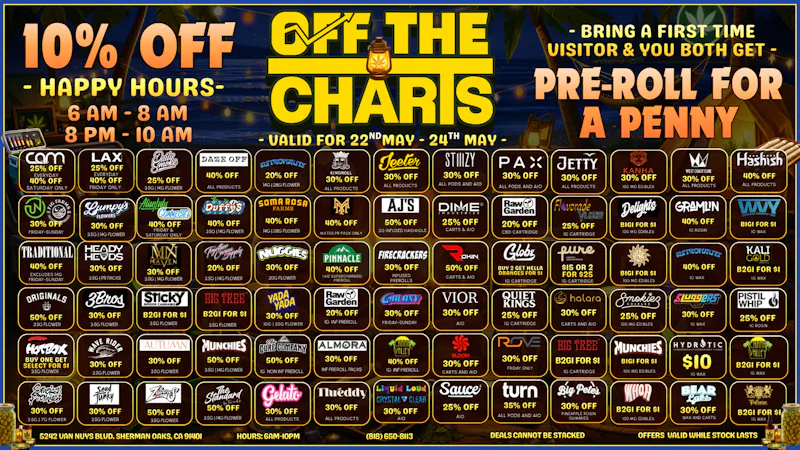 Off the Charts - Sherman Oaks RISE N SHINE WE OPEN @ 6AM EVERYDAY !!!