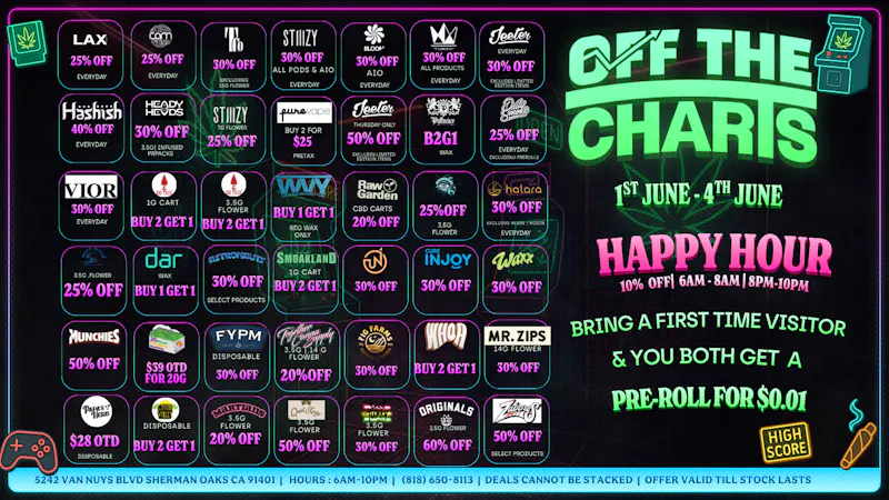 Off the Charts - Sherman Oaks Good Weed , Great Vibes , Fire 🔥 Weed, 🔥 Deals !