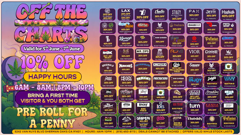 Off the Charts - Sherman Oaks WEEKEND DEALS⚡ STOCK UP & SAVE THIS WEEKEND ⚡