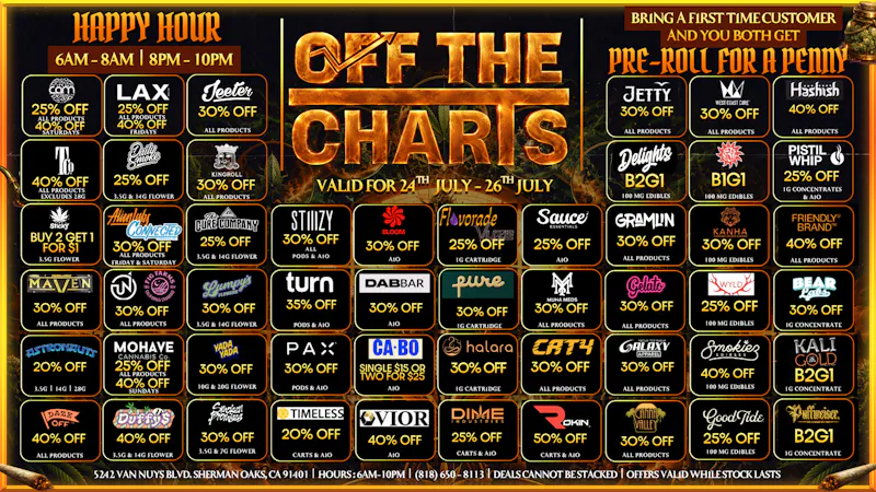 Off the Charts - Sherman Oaks 🌿⚡ Weekend Fire Deals 🔥 Smoke & Save 💨