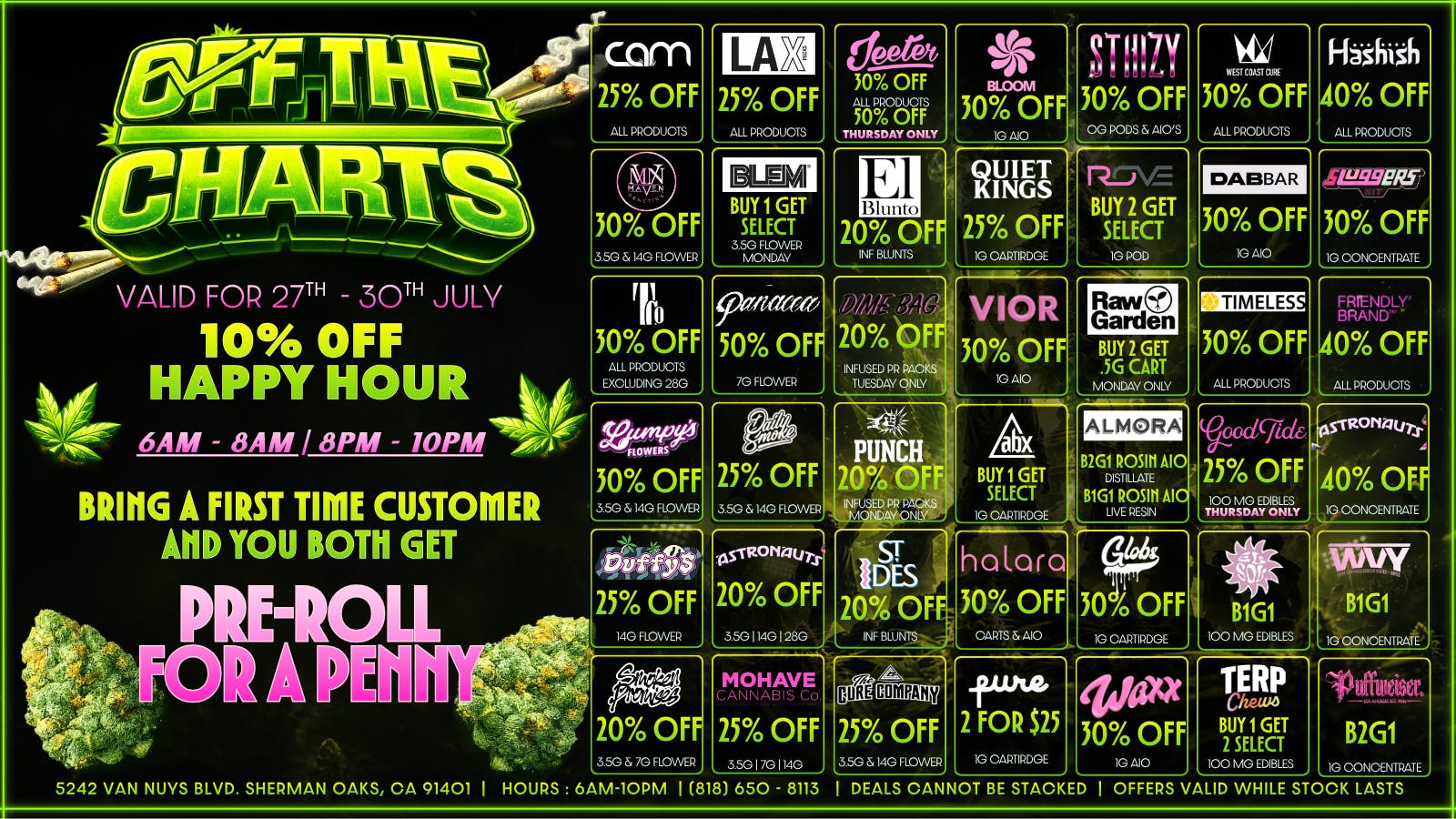 Off the Charts - Sherman Oaks 🔥 🔥 Weekly Fire Deals 🔥 🔥 Smoke & Save 💨