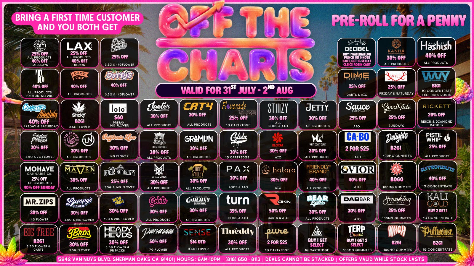 Off the Charts - Sherman Oaks ☀️🌴Summer Weekend Deals☀️🌴Smoke &