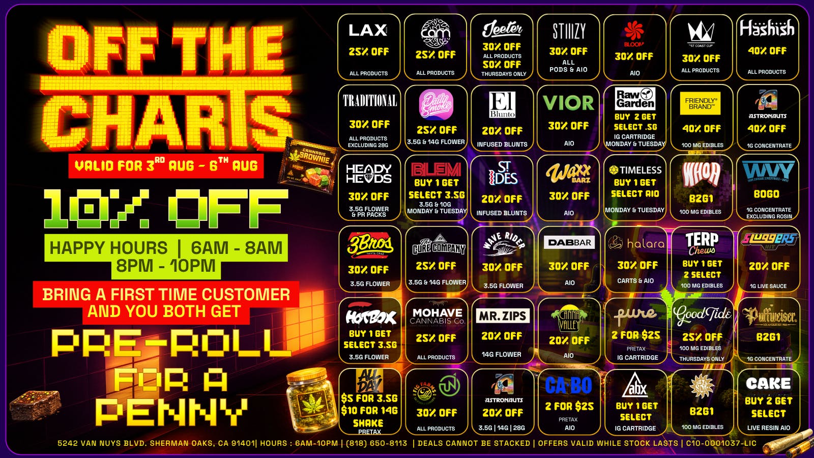 Off the Charts - Sherman Oaks 🏄‍♂️🌞🌴Weekly Summer Deals🌴🌞🏄‍♂️Smoke & Save