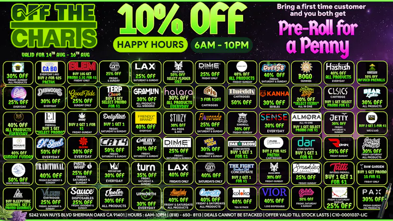 Off the Charts - Sherman Oaks WEEKEND DEALS⚡ STOCK UP & SAVE THIS WEEKEND ⚡