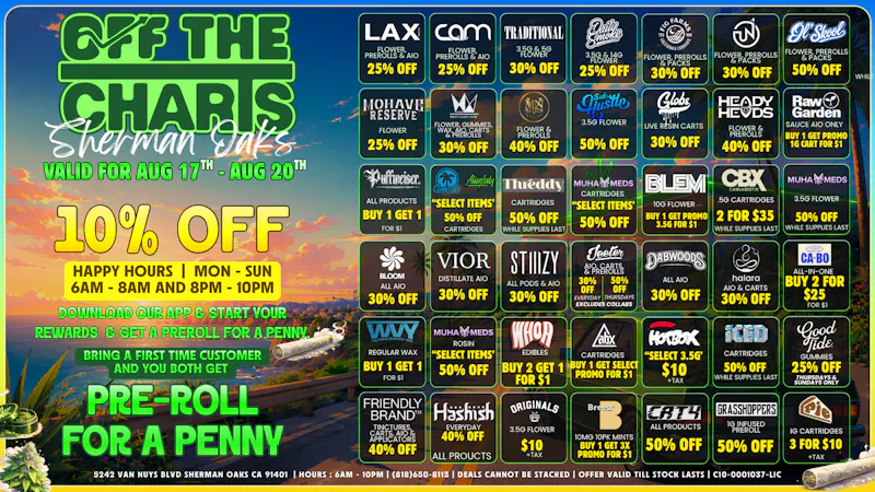 Off the Charts - Sherman Oaks 🏆 DAILY DEALS • EVERY DAY