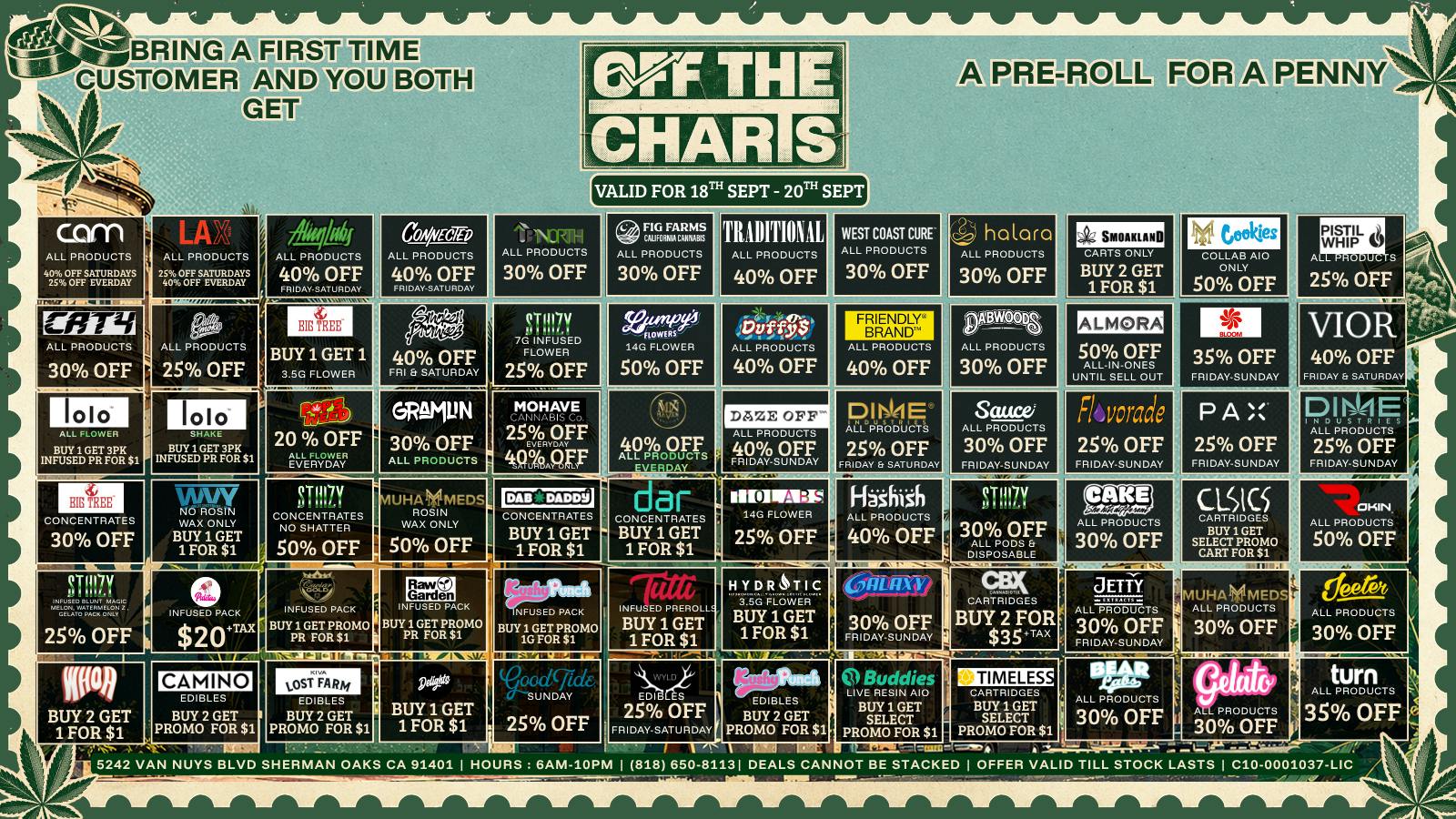 Off the Charts - Sherman Oaks WEEKEND DEALS ARE HERE AT OFF THE CHARTS