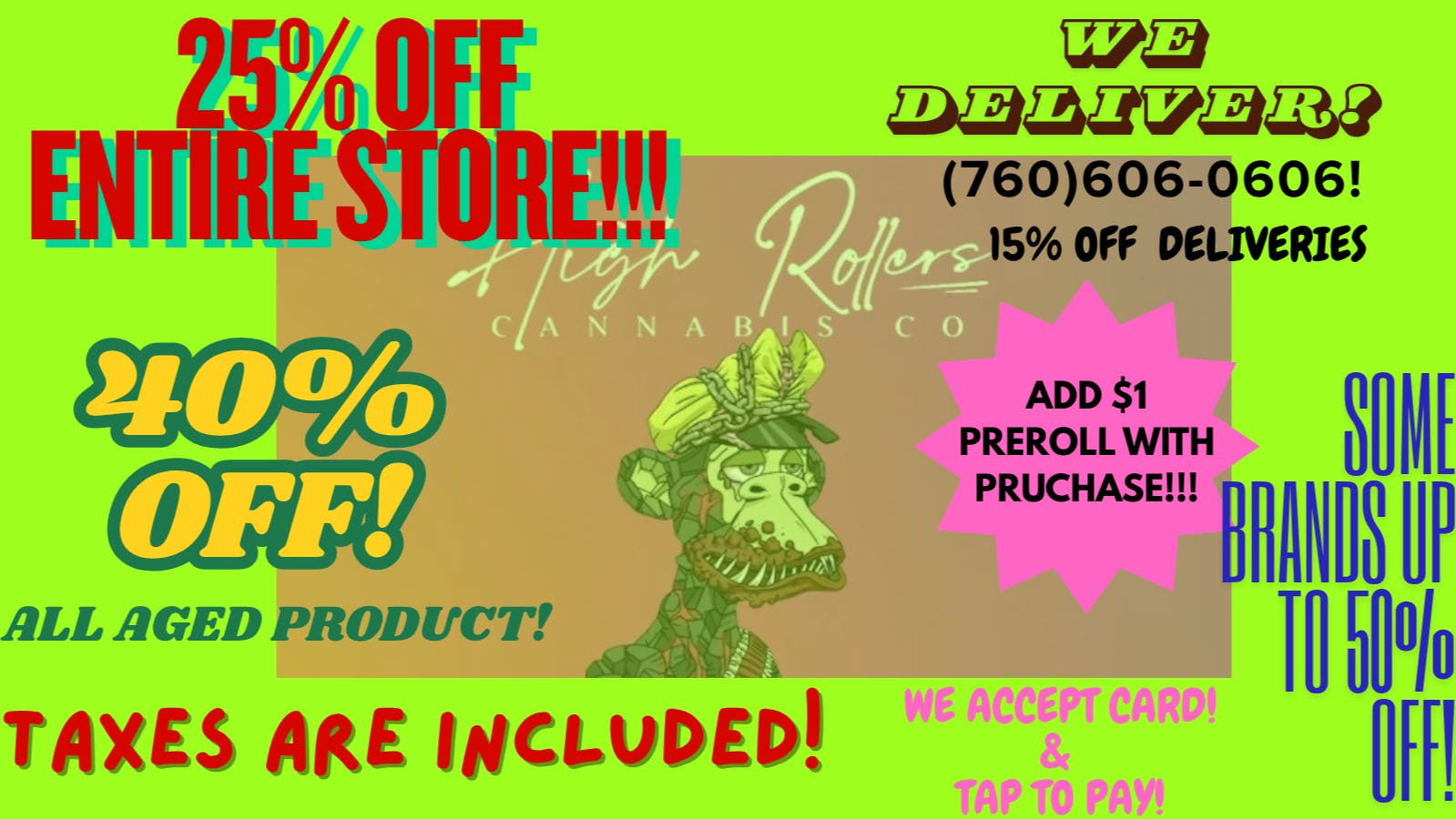 High Rollers 25% OFF ENTIRE STORE