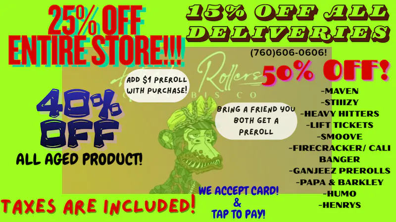 High Rollers 25% OFF ENTIRE STORE