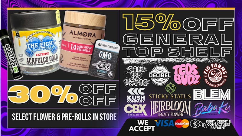 South Bay Canna Clinic 30% OFF SELECT FLOWER & PREROLLS EVERY THURSDAY